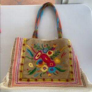 Colorful Embroidered Tote Bag